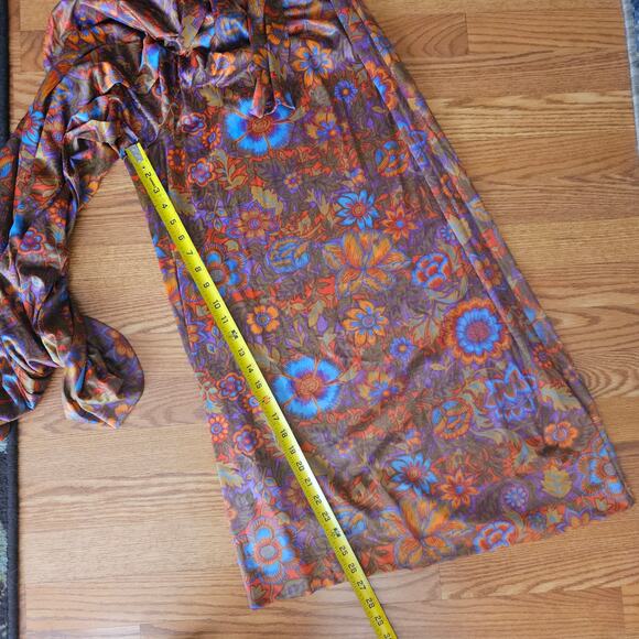 VINTAGE 70s Psychadelic Floral Mod Vanity Fair Jumpsuit Wide Leg Size - Picture 4 of 9